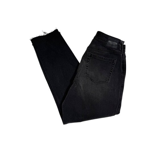 Hollister Women's Curvy High Rise Mom Vintage Jeans Black 5R Size 27 Frayed Hem - Picture 3 of 5